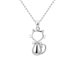 Pendentif en forme de chat en argent massif S925 A022