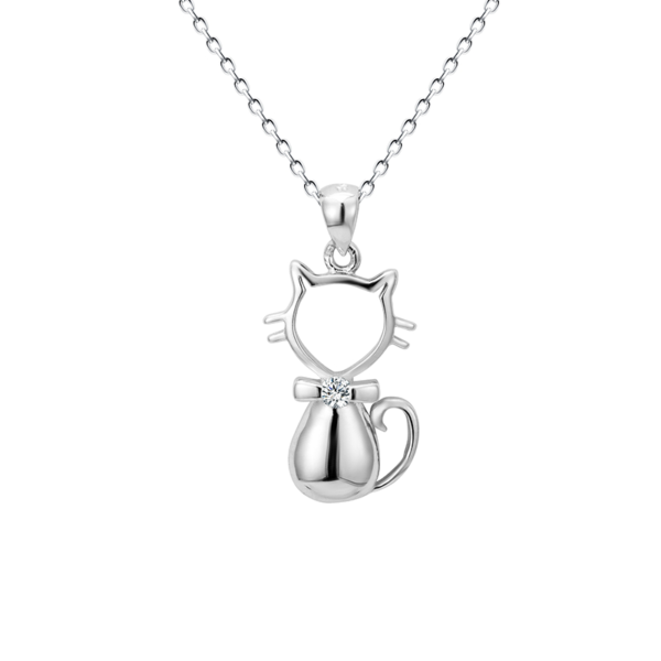 Pendentif en forme de chat en argent massif S925 A022