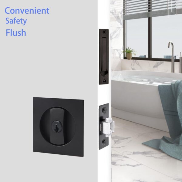 Verrou Pour Porte Poche Avec Clé, Loquet Moderne Pour Porte De Grange Coulissante D'entrée – Image 2
