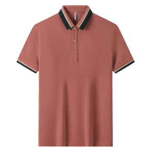 Chemise Polo, Combinaison, T-Shirt, En Coton, Col, Manches Courtes, Rouge Brique