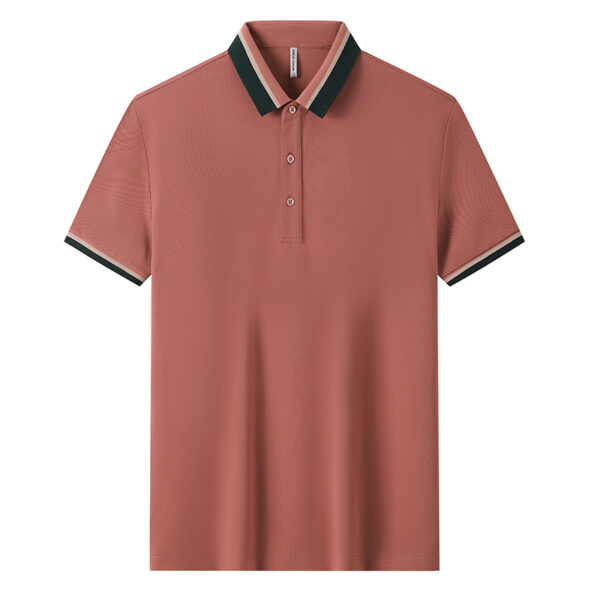 Chemise Polo, Combinaison, T-Shirt, En Coton, Col, Manches Courtes, Rouge Brique
