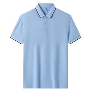 Chemise Polo, Combinaison, T-Shirt, En Coton, Col, Manches Courtes, Bleu Ciel