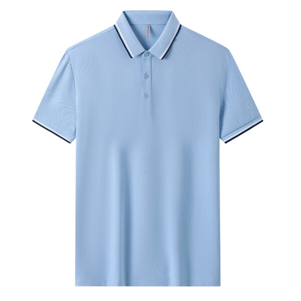 Chemise Polo, Combinaison, T-Shirt, En Coton, Col, Manches Courtes, Bleu Ciel