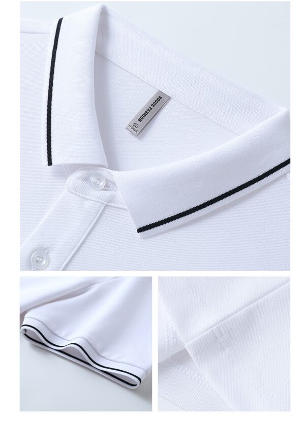 Chemise Polo, Combinaison, T-Shirt, En Coton, Col, Manches Courtes, Blanc – Image 2