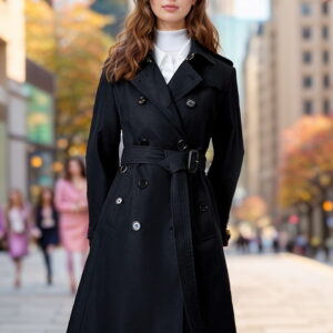 Trench Tendance Femme 2024 - Nouveau Manteau Mi-Long Automne/Hiver - Noir