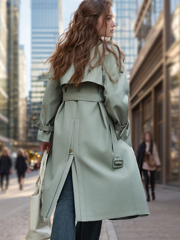 Trench Tendance Femme 2024 - Nouveau Manteau Mi-Long Automne/Hiver - Vert – Image 4