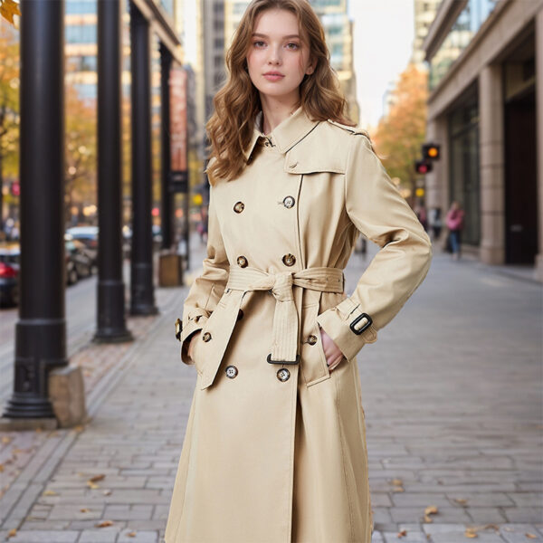 Trench Tendance Femme 2024 - Nouveau Manteau Mi-Long Automne/Hiver - Kaki – Image 5