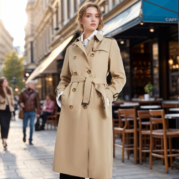 Trench Tendance Femme 2024 - Nouveau Manteau Mi-Long Automne/Hiver - Kaki – Image 4