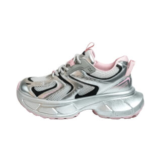 Chaussures Rétro Pour Femmes,Gris Argenté,Dessus En Mesh Respirant,Sneakers Décontractées,Couleur Rose