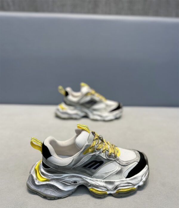 Sneakers Rétro Homme Printemps/Été - Mesh Respirant, Contraste De Couleurs, Effet Élancé - Jaune – Image 2