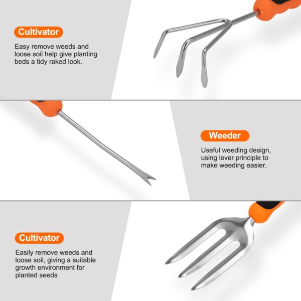Ensemble D'outils De Jardinage Robustes En Acier Inoxydable – Image 3