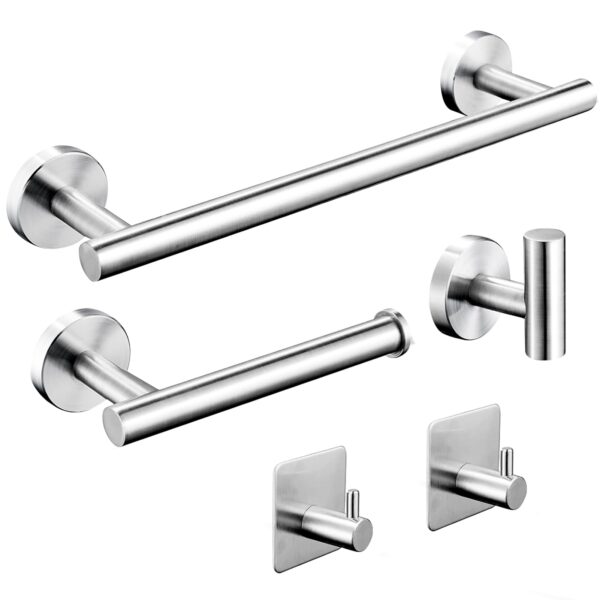 Ensemble D'accessoires De Salle De Bain En Acier Inoxydable Argent Mat