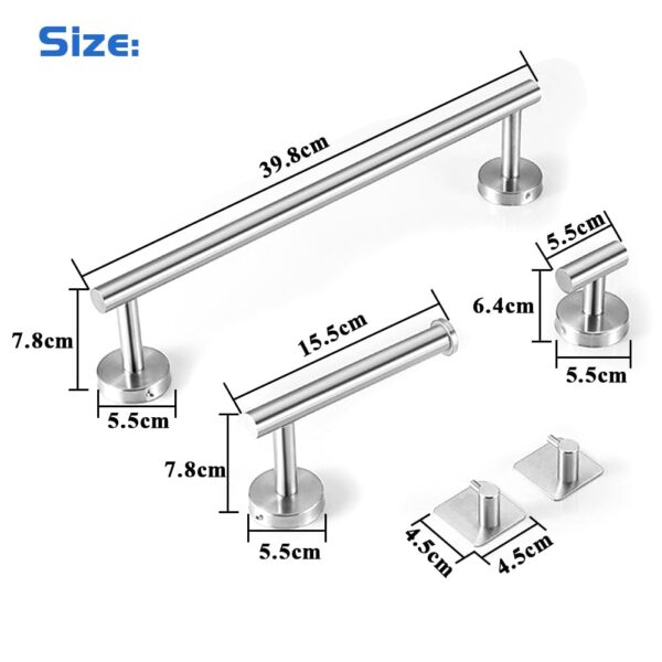 Ensemble D'accessoires De Salle De Bain En Acier Inoxydable Argent Mat – Image 4