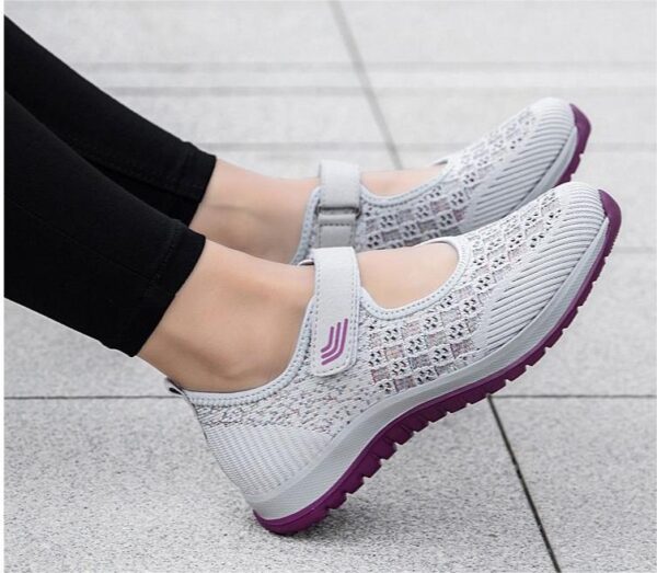 Sandales pour l'excroissance osseuse du gros orteil en été, chaussures en toile avec semelle douce, gris – Image 6