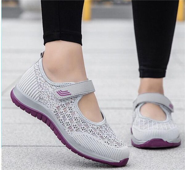 Sandales pour l'excroissance osseuse du gros orteil en été, chaussures en toile avec semelle douce, gris – Image 7