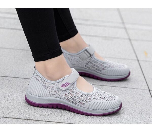 Sandales pour l'excroissance osseuse du gros orteil en été, chaussures en toile avec semelle douce, gris – Image 2