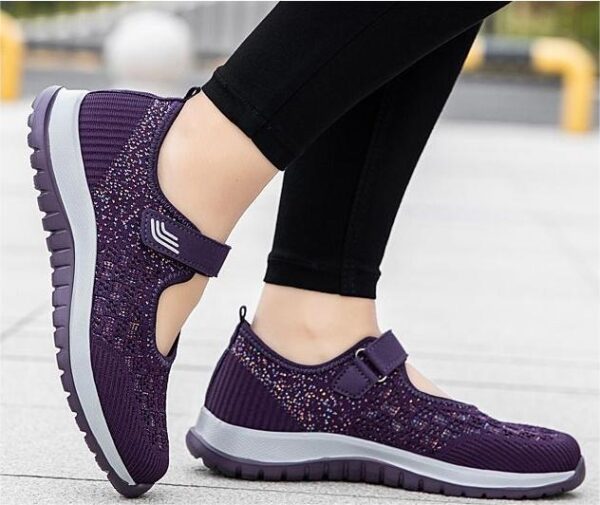 Sandales pour l'excroissance osseuse du gros orteil en été, chaussures en toile avec semelle douce, violet – Image 3