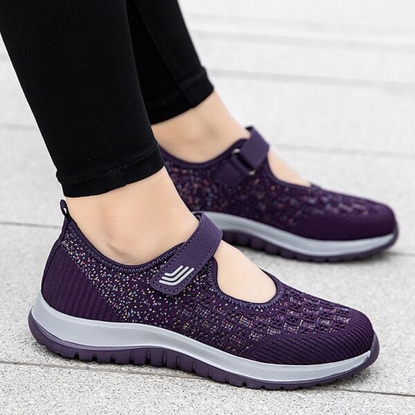 Sandales pour l'excroissance osseuse du gros orteil en été, chaussures en toile avec semelle douce, violet – Image 2