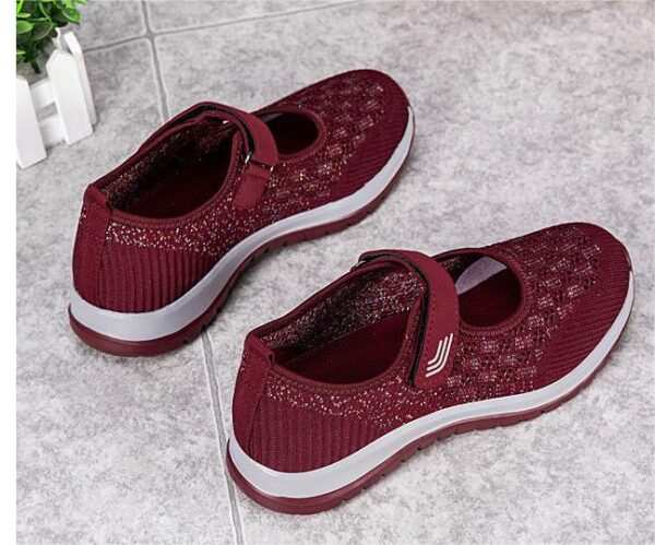 Sandales pour l'excroissance osseuse du gros orteil en été, chaussures en toile avec semelle douce, rouge – Image 4