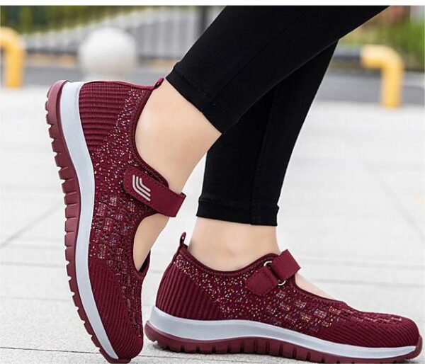 Sandales pour l'excroissance osseuse du gros orteil en été, chaussures en toile avec semelle douce, rouge – Image 2