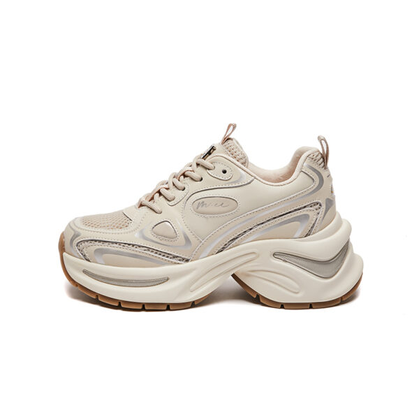Nouvelles Sneakers D'été,Semelle Épaisse Augmentée,Surface En Mesh Fin Respirant,Couleur Abricot