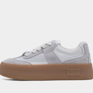 Été 2025 : Chaussures Canvas Femme - Semelle Épaisse, Bout Rond, Respirantes - Blanc/Gris