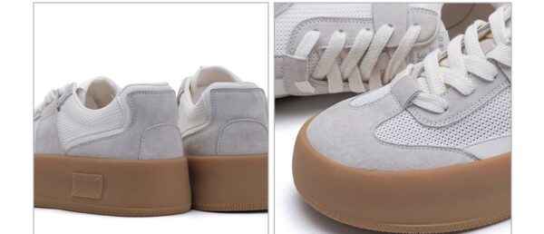 Été 2025 : Chaussures Canvas Femme - Semelle Épaisse, Bout Rond, Respirantes - Blanc/Gris – Image 2