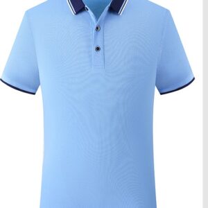 Polo De Travail D'été À Manches Courtes - Col Chemisier Bleu Ciel