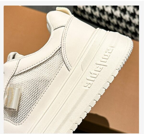 Chaussures de skateboard avec semelle épaisse, nouvelles chaussures blanches pour femmes pour l'été, respirantes, avec augmentation, chaussures de sport et casuales avec semelle douce, blanc riz – Image 2