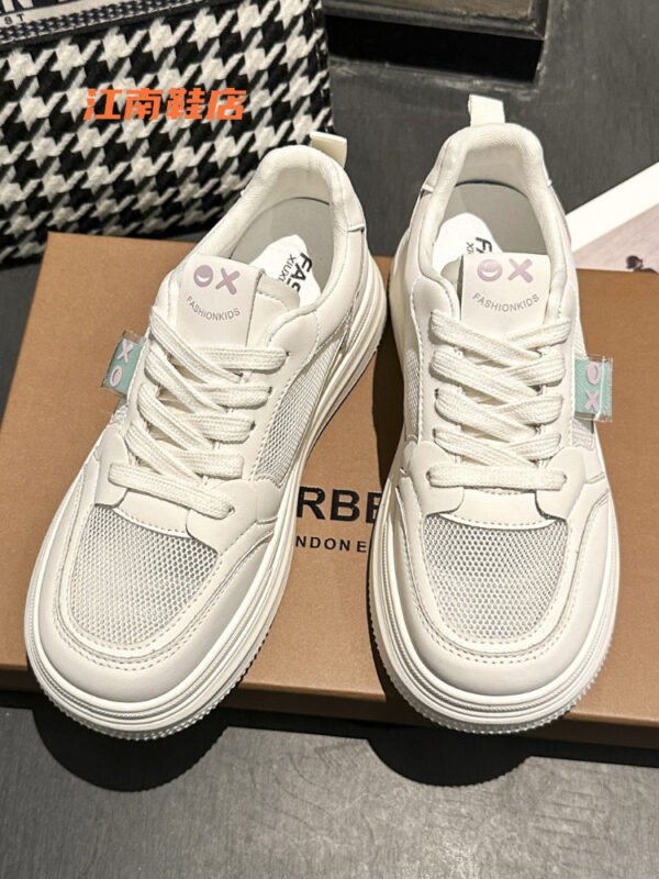 Chaussures À Plateau Pour Femmes,Nouvelles D'été,À Semelle Épaisse,Respirantes,Petites Chaussures Blanches,Semelle Souple,Chaussures De Sport Décontractées,Couleur Violet Riz – Image 2