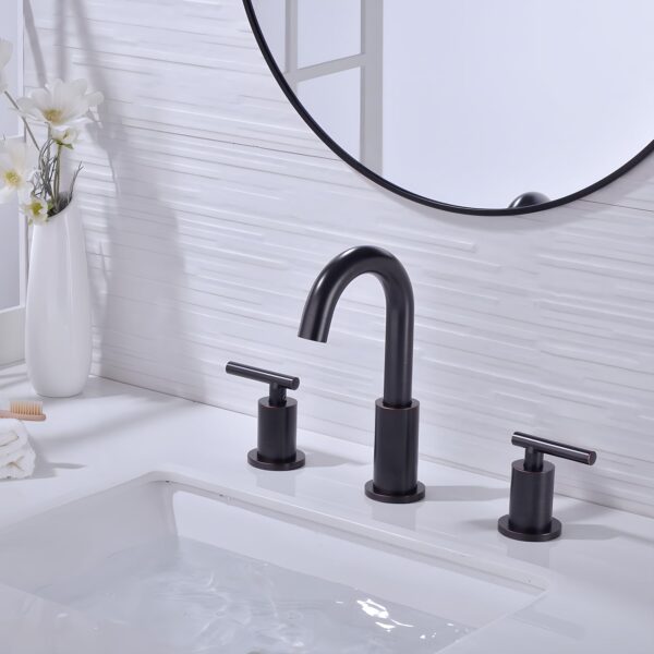 Robinet D'évier De Salle De Bain À Bande Large Avec Évacuateur Pop-Up – Image 2