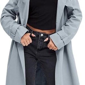 Trench Long Femme Anti-Vent - Double Boutonnage, Poches À Rabat, Ceinture