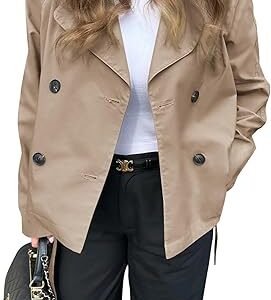 Trench Coat Femme À Double Boutonnage - Revers Classique, Manches Longues, Ceinture Incluse (Style Blazer Décontracté)