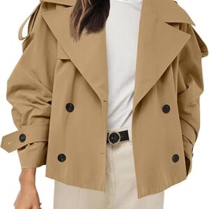 Veste Trench Courte Décontractée - Double Boutonnage, Ceinture, Perfecto D'automne