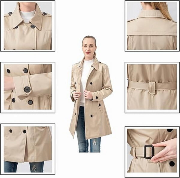 Trench Long Femme À Double Boutonnage, Longueur Genoux, Style Peacoat Pour Extérieur – Image 5