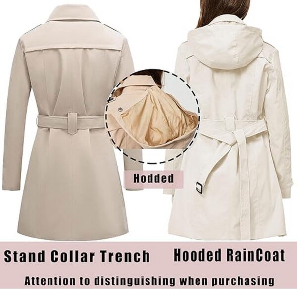 Trench Long Femme À Double Boutonnage, Longueur Genoux, Style Peacoat Pour Extérieur – Image 4