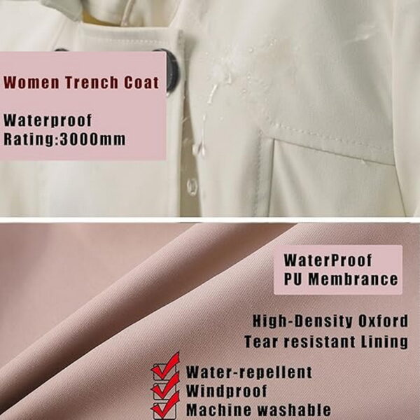 Trench Long Femme À Double Boutonnage, Longueur Genoux, Style Peacoat Pour Extérieur – Image 3