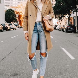 Manteau D'hiver Femme Mi-Long En Laine, À Revers Cranté Et Boutonnage Simple, Style Trench Pour Extérieur