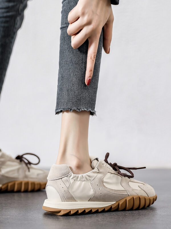 Nouvelles Chaussures D'été Pour Femmes,Surface En Mesh Respirant,Cuir,Chaussures Plates De Sport Décontractées,Couleur Beige – Image 3