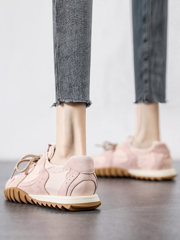 Nouvelles Chaussures D'été Pour Femmes,Surface En Mesh Respirant,Cuir,Chaussures Plates De Sport Décontractées,Couleur Rose – Image 2